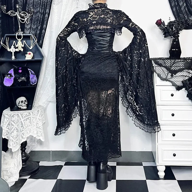 Classic Gothic Lace Flare Sleeve Blouse