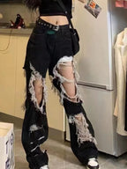 Frayed Gothic Straight Denim Pant