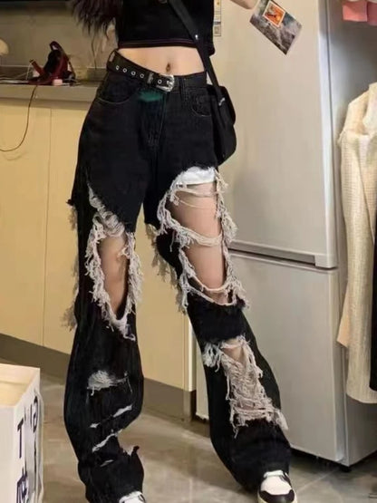 Frayed Gothic Straight Denim Pant