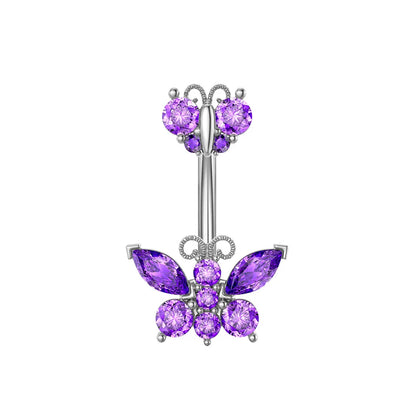 Butterfly Heart Dangle Gothic Belly Ring