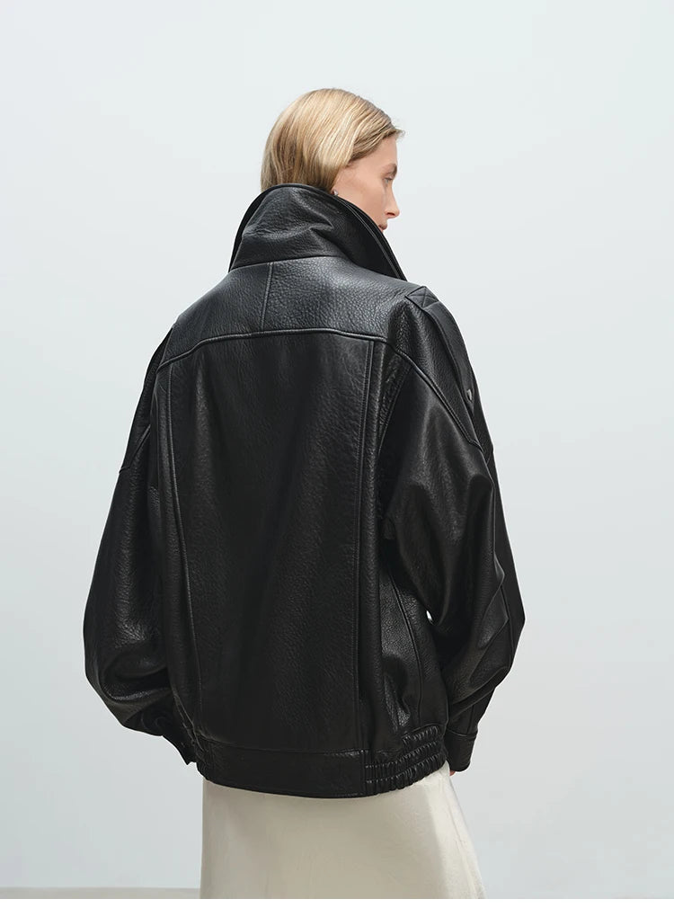 Soft PU Leather Belted Jacket