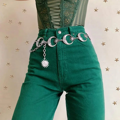 Harajuku Gothic Punk Moon Metal Belt