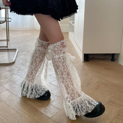Gothic Lace Plush Star Leg Sock
