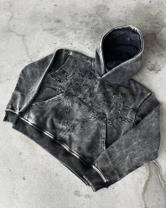 Gothic Embroidery Washing Hoodie