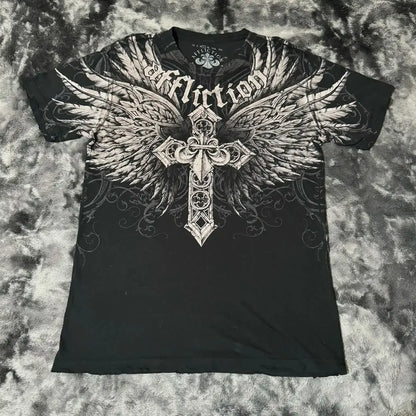 Colorful Wings Print Cotton T-shirt