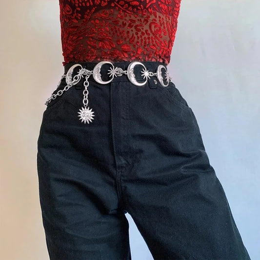 Harajuku Gothic Punk Moon Metal Belt