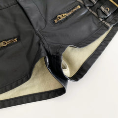 Vintage Zipper Detail Leather Shorts