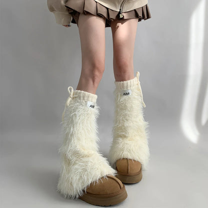 Gothic Mink Fur Thickened Leg Sock