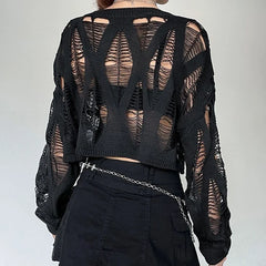Hollow Out Knit Mesh Top
