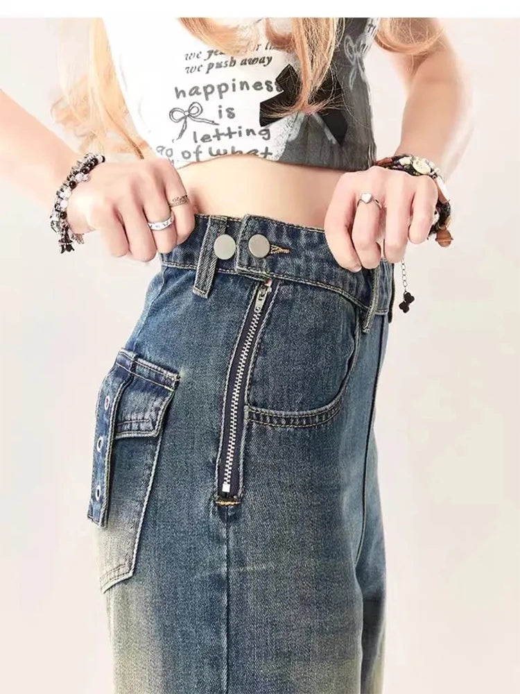 Blue Ripped Gothic Baggy Harajuku Pant