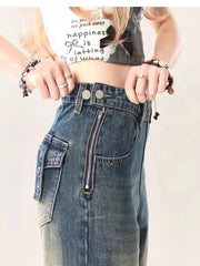 Blue Ripped Gothic Baggy Harajuku Pant