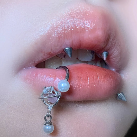 Pearl Opal D-Ring Lip Stud