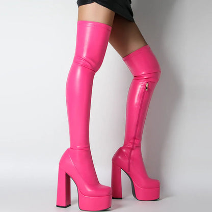 High Heeled Over The Knee Platform Winter Boot