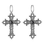 Gothic Large Silver Cross Wedding Drop Earring
