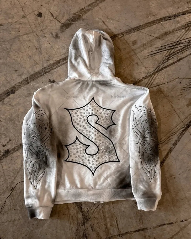 Dark Gothic Retro Zipper Hoodie Secondary image
