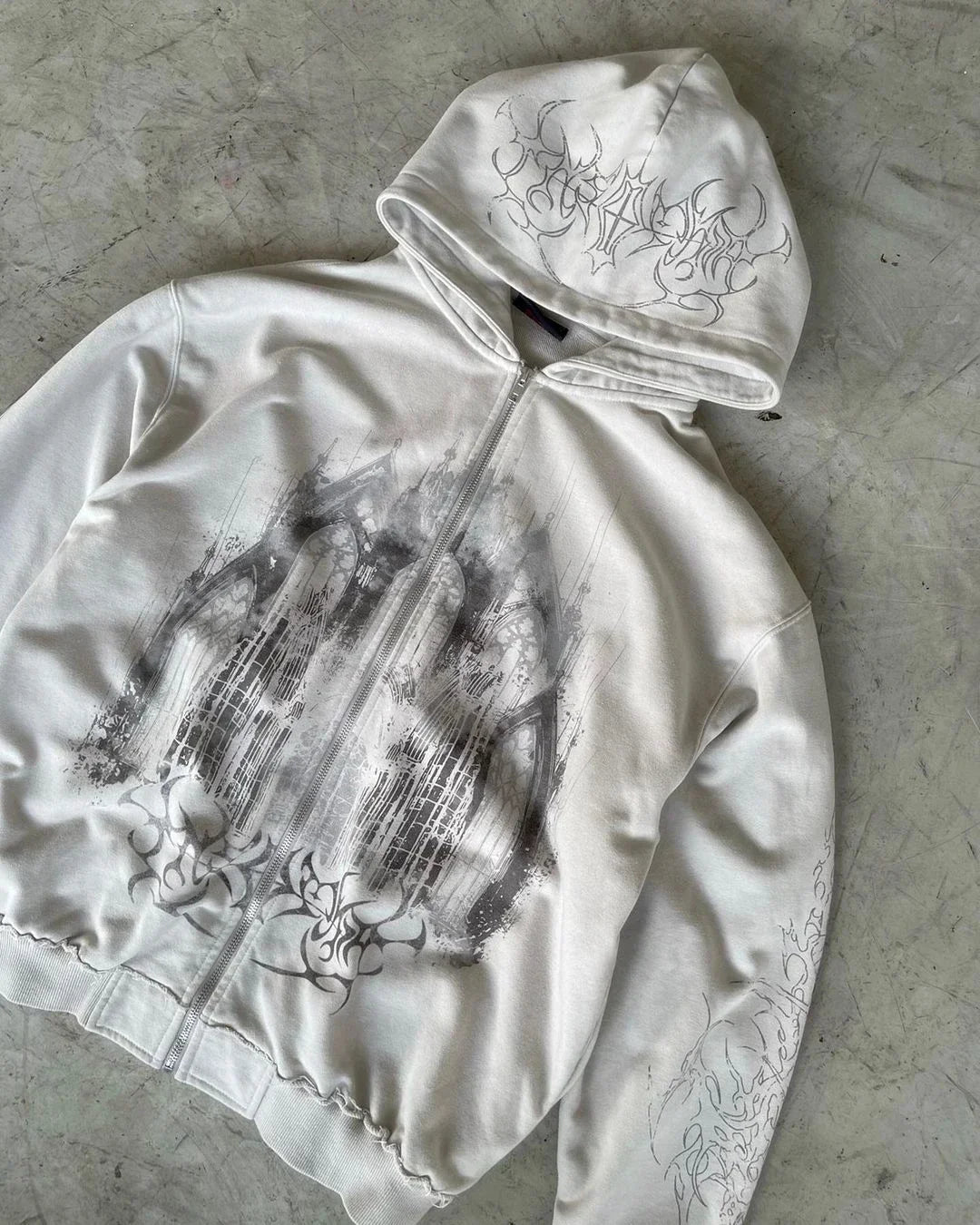 Gothic Aesthetic Print Zip Hoodie Secondary image