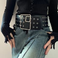 Runway Fashion Gothic Rivet Leather Cummerbund Belt