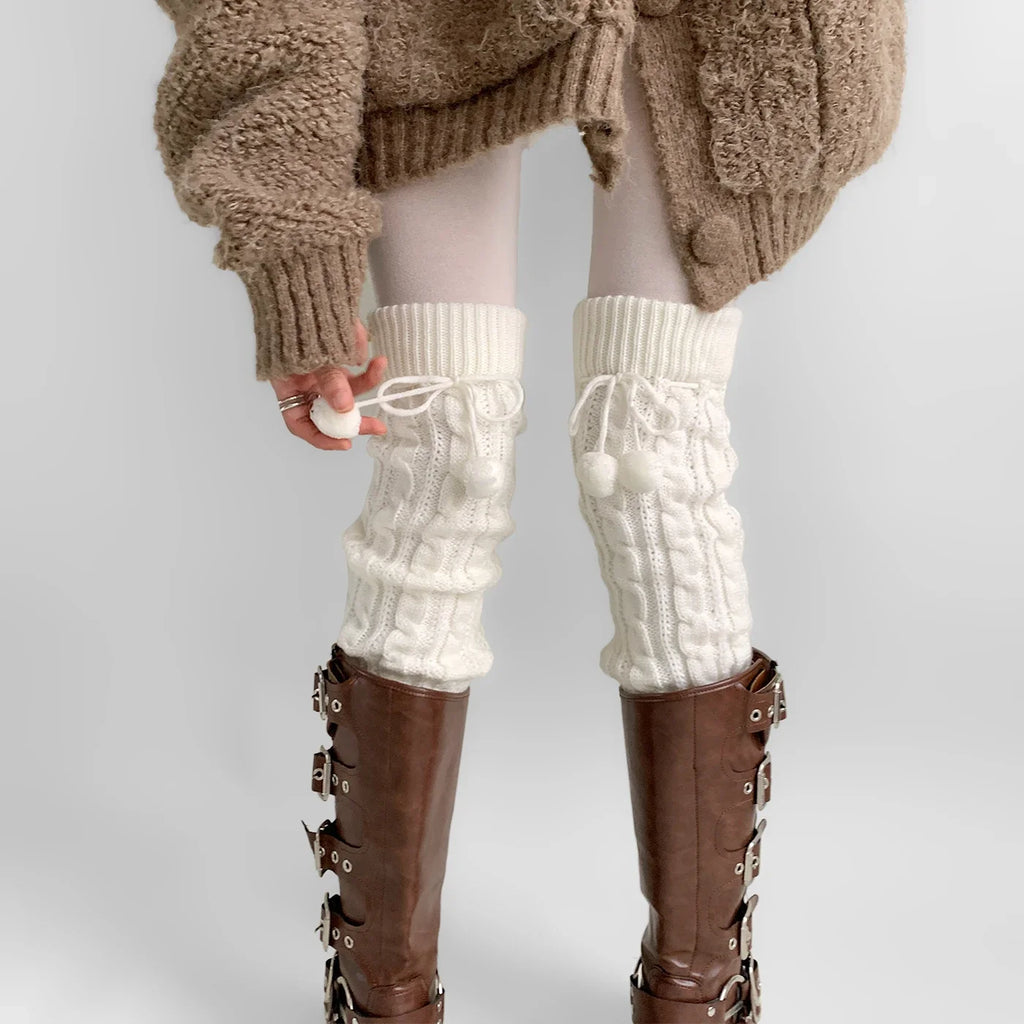 Gothic Knitted Wool Ball Knee Sock