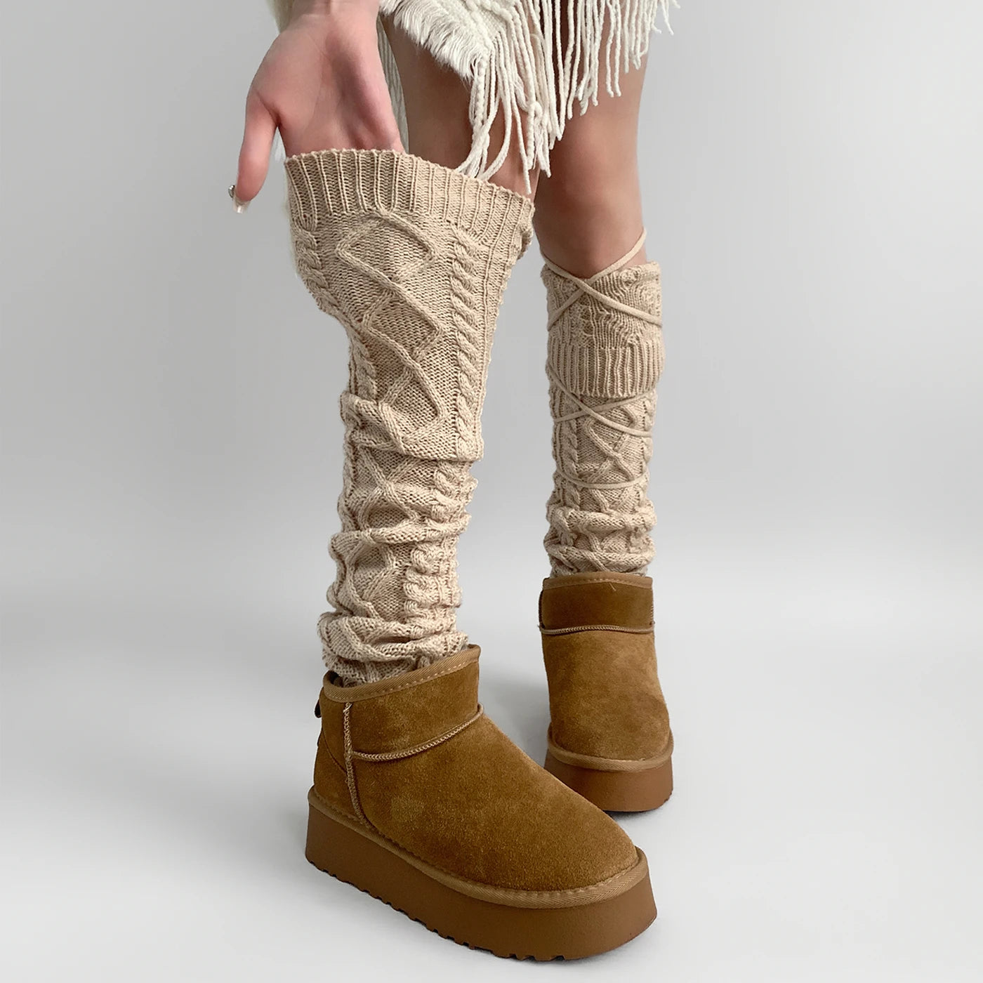 Gothic Lace-up Wool Calf Sock