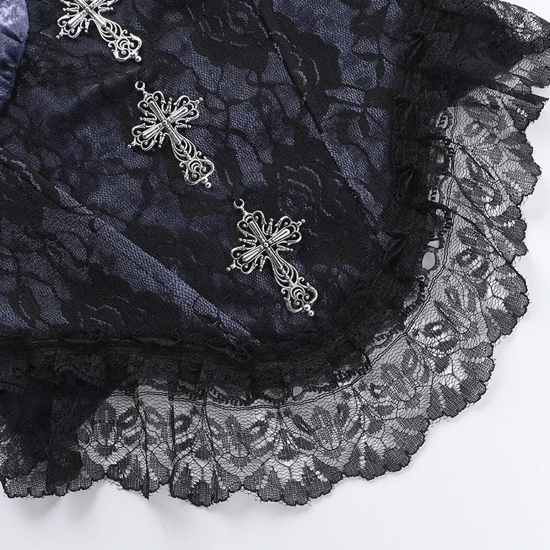 Velvet Patchwork Strappy Corset