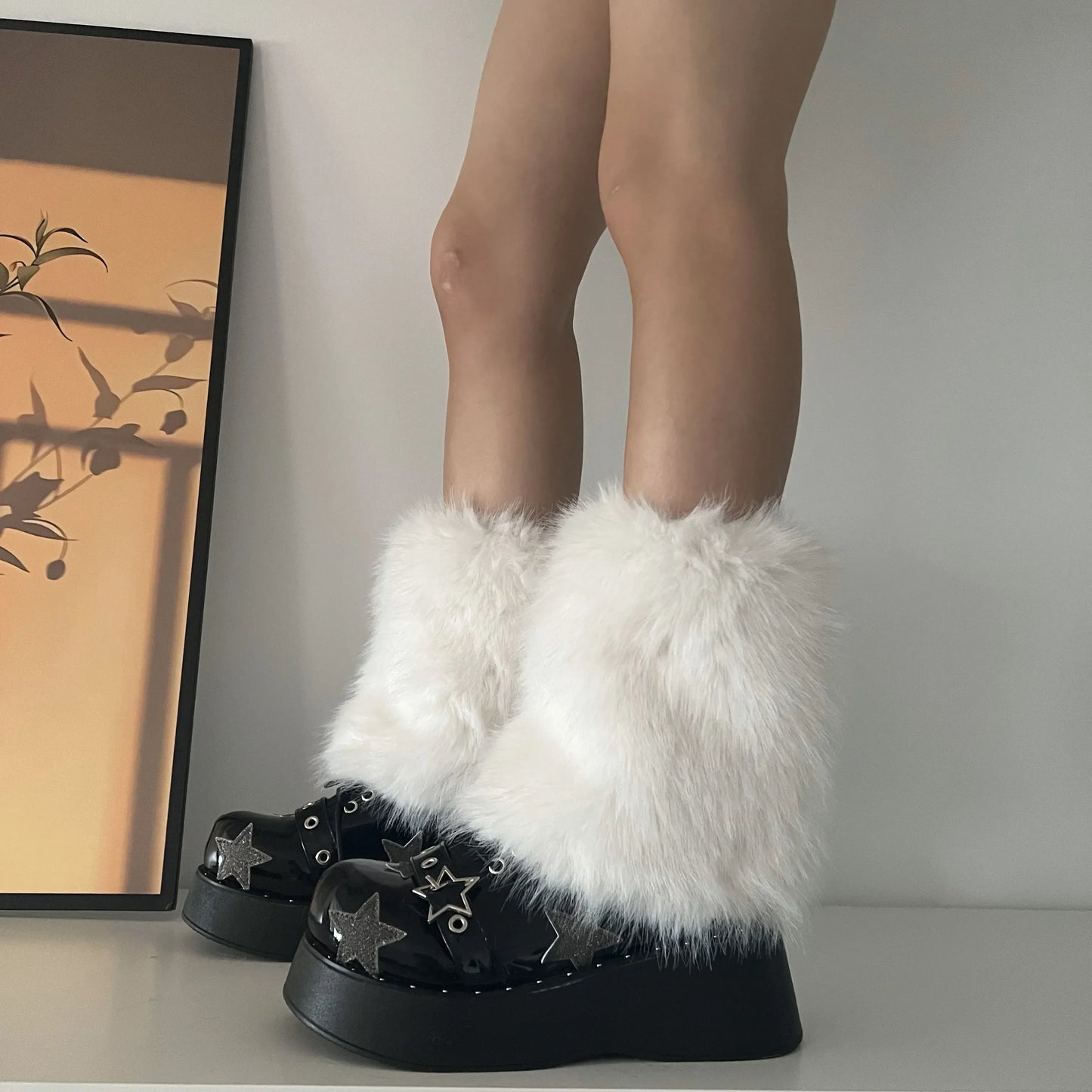 Gothic Rabbit Fur Plush Leg Sock