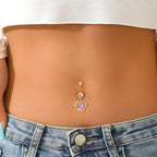 Pink Heart Gothic Zircon Belly Ring
