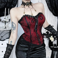 Lace Trim Backless Corset