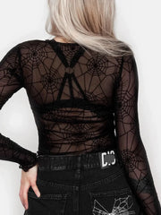 Long Sleeve Sheer Mesh Top