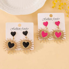 Gothic Thorny Black Drip Oil Heart Earring