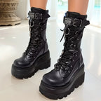 Brand New Goth Platform Rivet Punk Wedge Boot