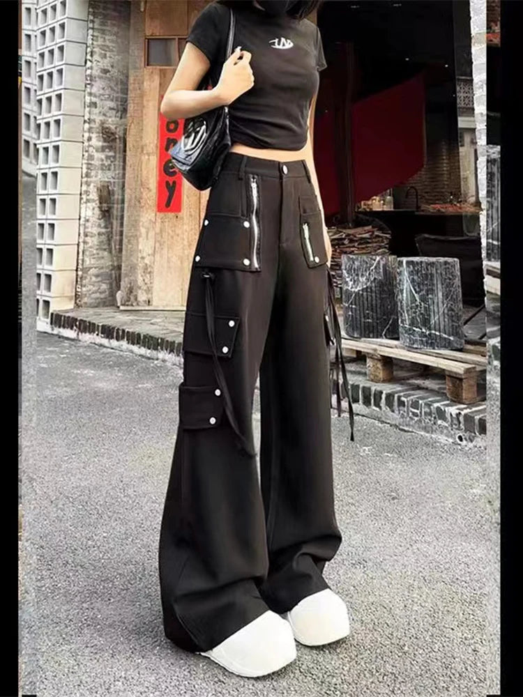 Black Gothic Y2K Cargo Denim Pant