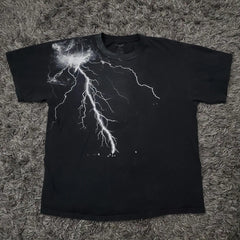 Retro Lightning Graphic Cotton T-shirt