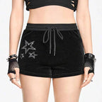 Velvet Rhinestone Drawstring Short