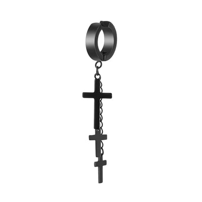 Unisex Punk Cross Tassel Chain Clip Earring