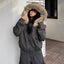 Hooded Stand Collar Plush Coat