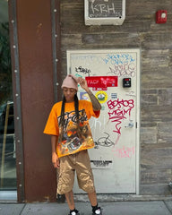 Graffiti Print Loose Cotton T-shirt