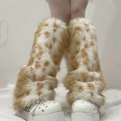 Gothic Leopard Plush Fur Leg Sock