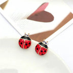 Halloween Black Spider Charm Stud Earring