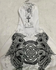 Gothic Skull Oversized Zipper Hoodie
