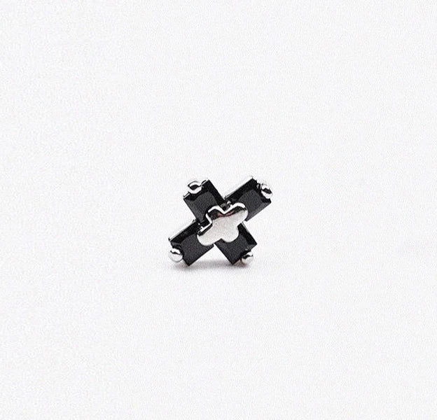 Cubic Zirconia Cross Hoop Dangle Earring