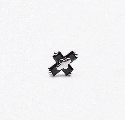Cubic Zirconia Cross Hoop Dangle Earring