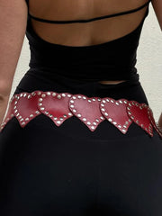 Rivet Gothic Heart-Shape PU Leather Belt