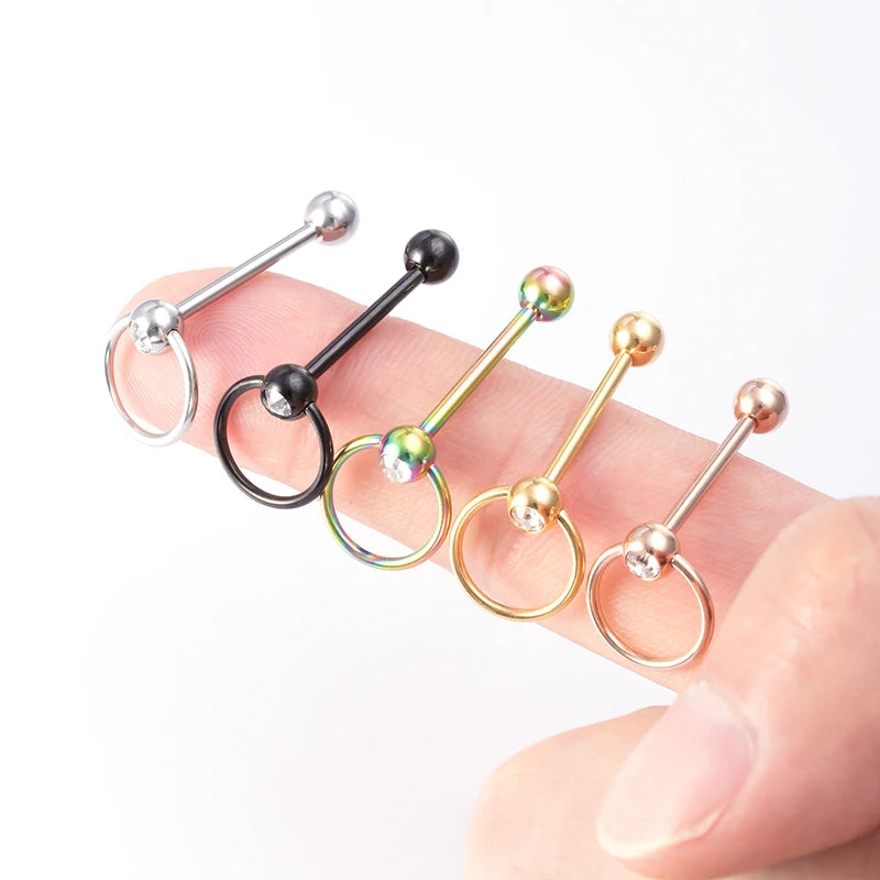Zircon Stainless Steel Barbell Tongue Ring