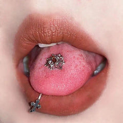 Spider Web Stainless Steel Punk Tongue Ring