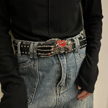 Unisex Gothic Skull Rivet Belt