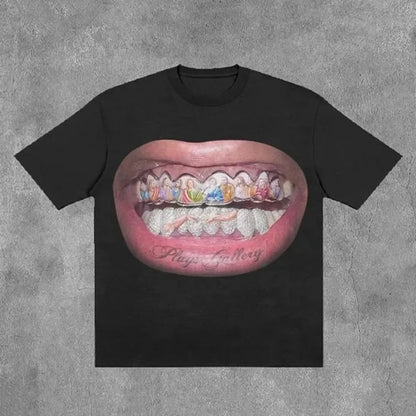 Gothic Teeth Graphic Cotton T-shirt
