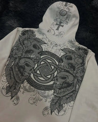 Y2K Gothic Skull Pattern Hoodie