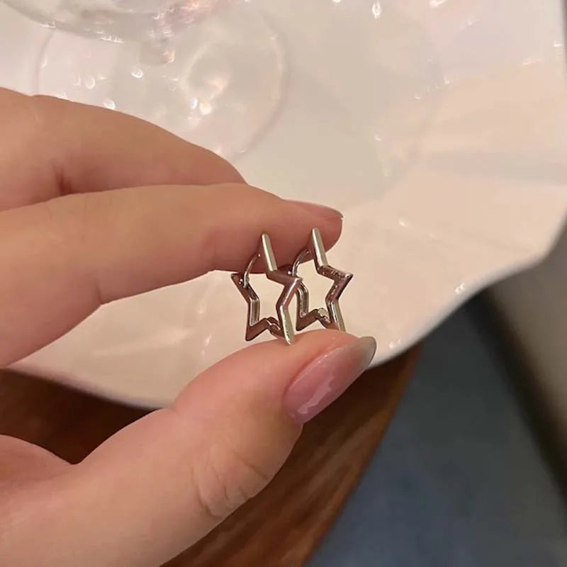 Hollow Pentagonal Star Asterism Stud Earring