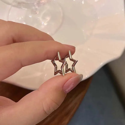 Hollow Pentagonal Star Asterism Stud Earring