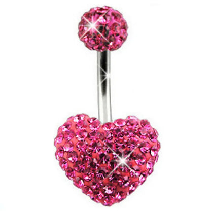 Heart Crystal Dangle Gothic Belly Ring
